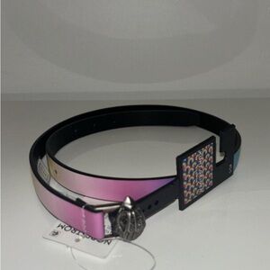 KURT GEIGER LONDON RAINBOW TIE DYE LEATHER EAGLE HEAD BELT
